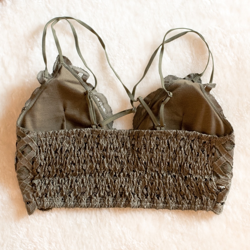 Queen's Lace Bralette in Olive - Picture 2 of 3